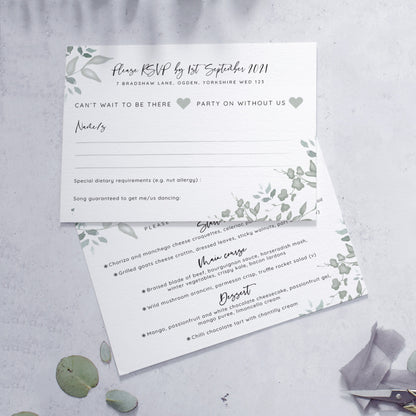 'Greenery' wedding RSVP cards
