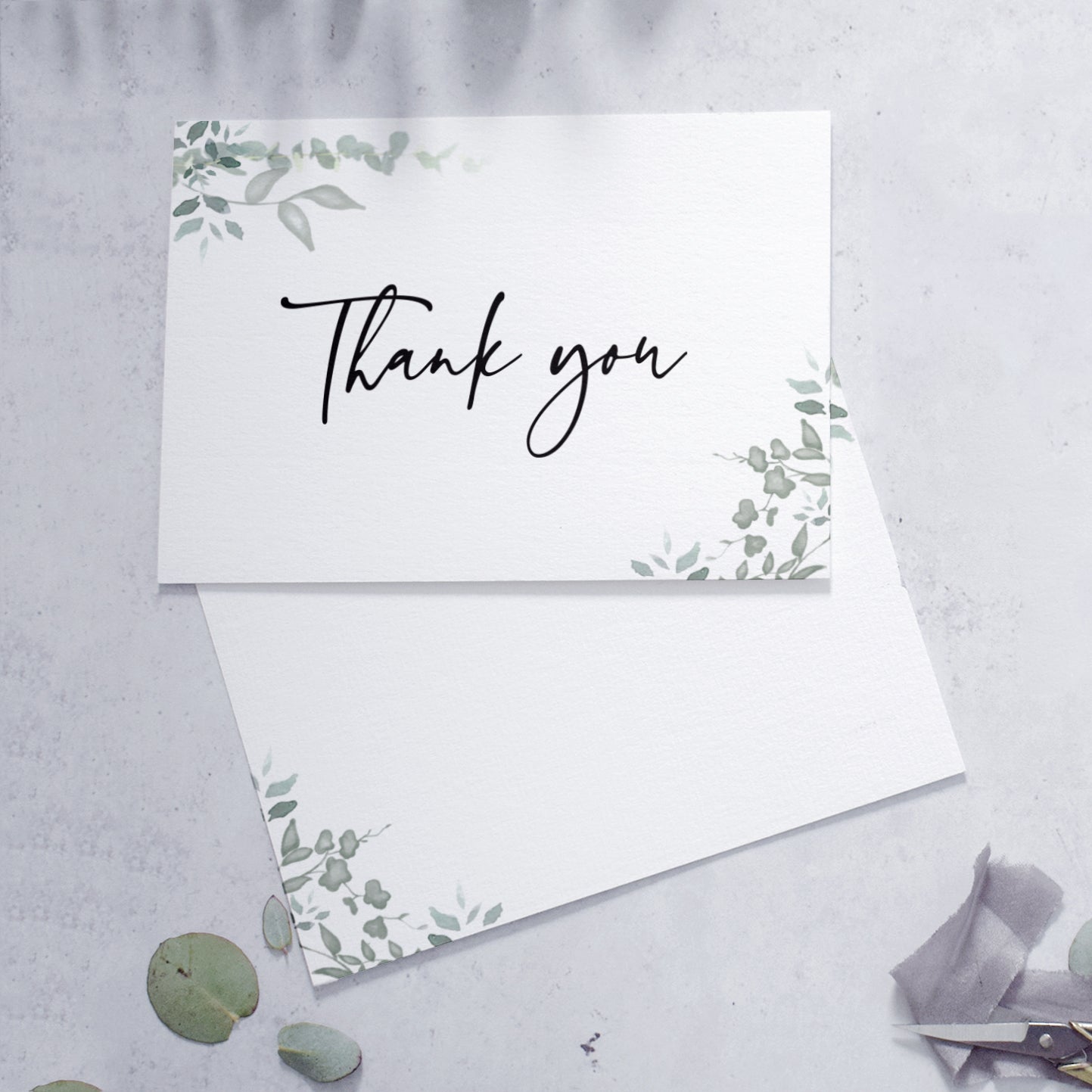 blank reverse on 'Greenery' thank you cards