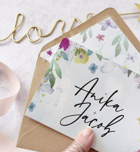 'Flower Press' Concertina wedding invitation