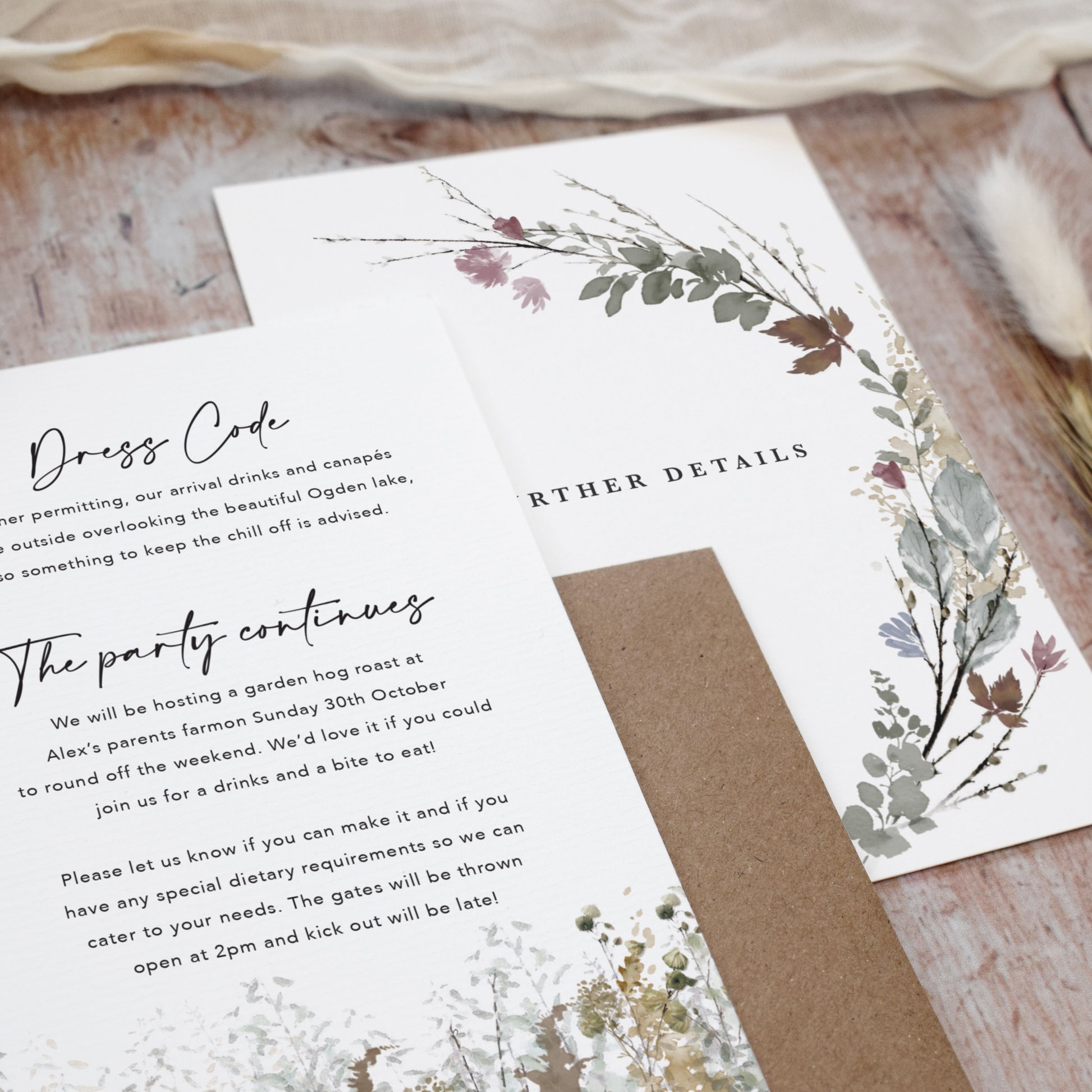 Rustic autumn wedding invitations