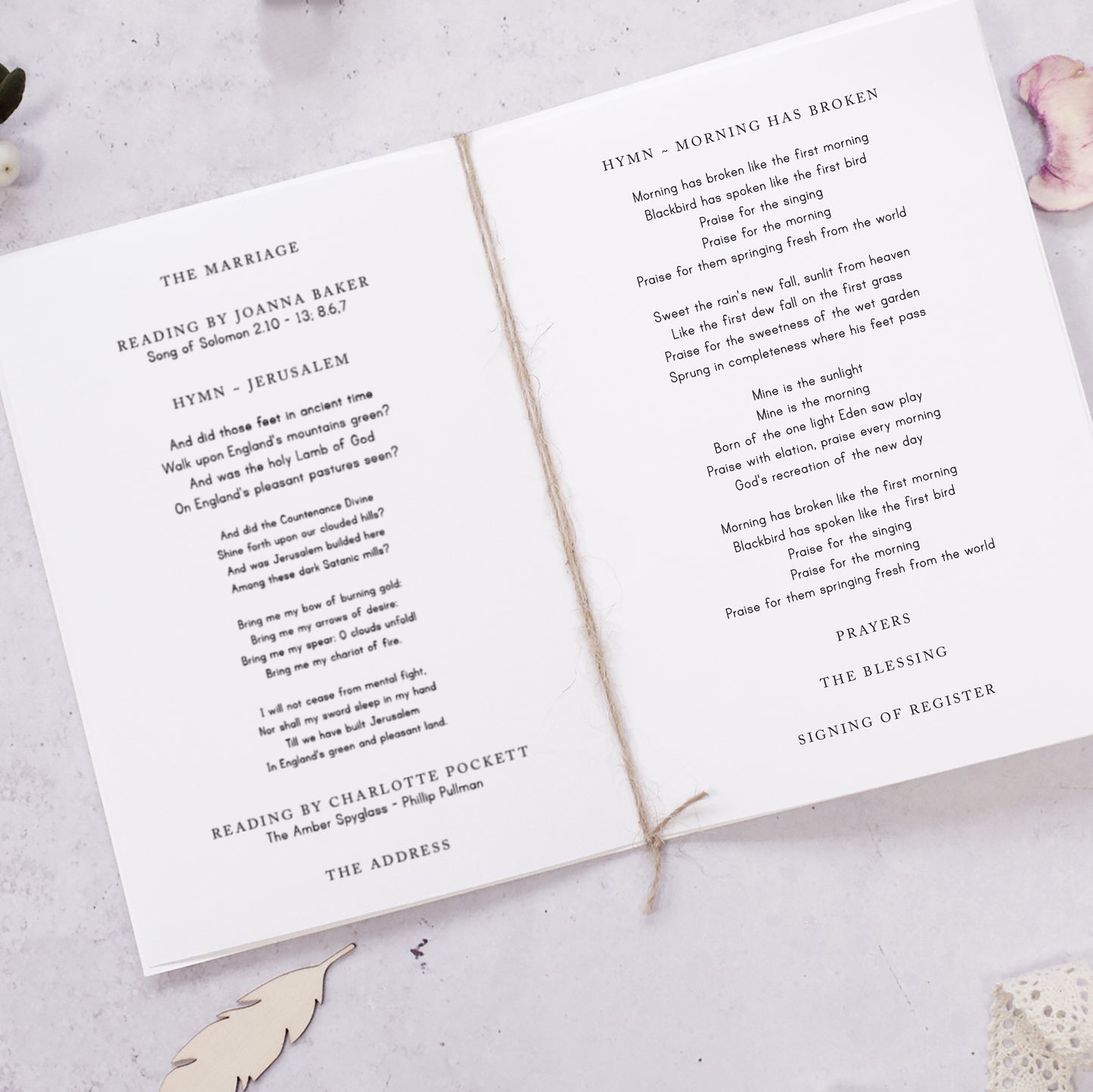 Order of Service in the DIY wedding stationery collection