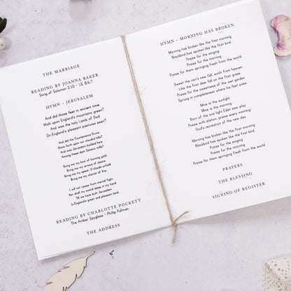 8 PAGE 'Whimsical Spring' Wedding Order of Service Booklet