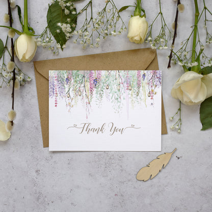 'Whimiscal Spring' boho wedding thank you cards