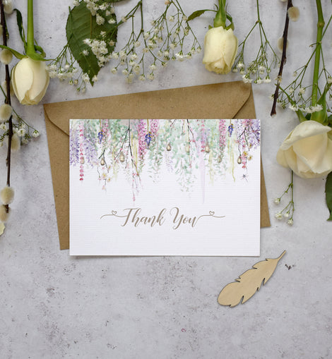'Whimiscal Spring' boho wedding thank you cards