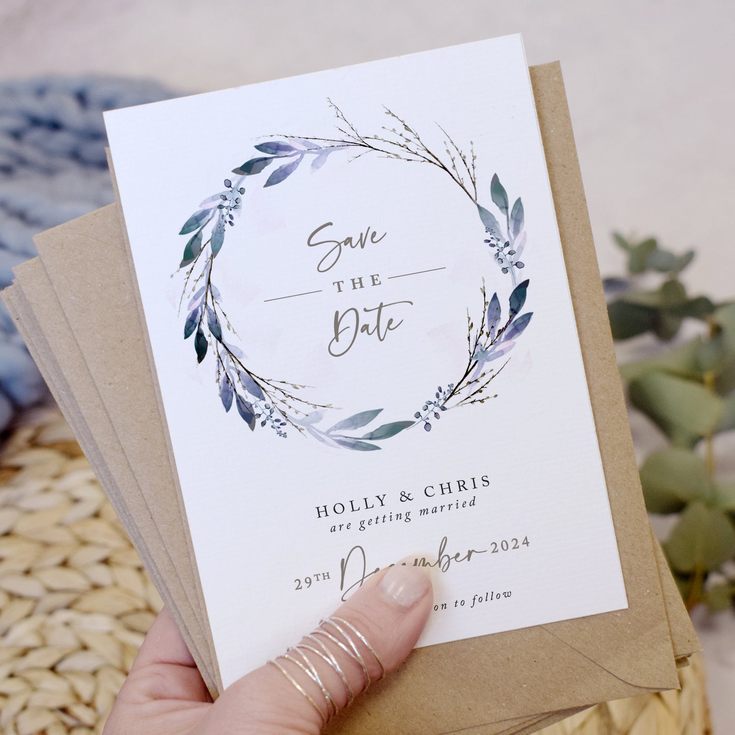 winter wedding save the date cards