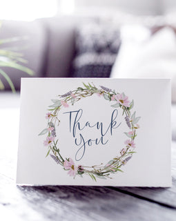 'Whisper Wreath' Personalised Photo Wedding Thank You Cards