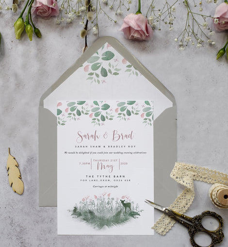 'Fairytale Blossom' wedding evening reception invite