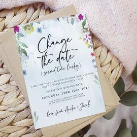 'Flower Press' Wedding Change the Date cards
