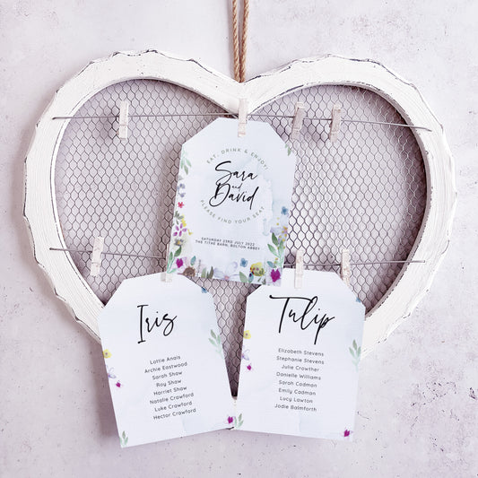 'Flower Press' Wedding Seating Plan Cards