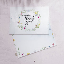 'Flower Press' double sided wedding guest thank you cards