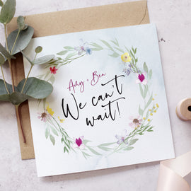 'Flower Press' Personalised wedding acceptance card