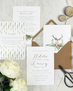 stags head wedding invitations
