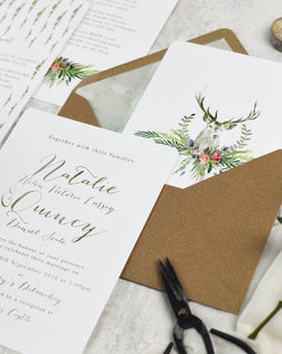 'Highland Summer' wedding evening reception invitation suite