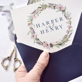 wildflowers on our 'Whisper Wreath' wedding invites