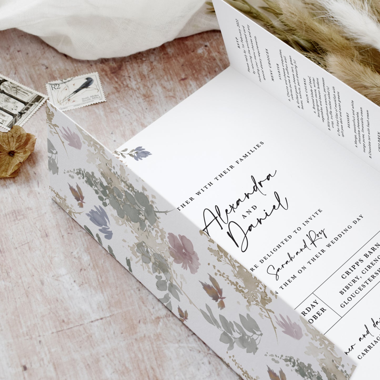 delicate floral Autumn wedding invitations