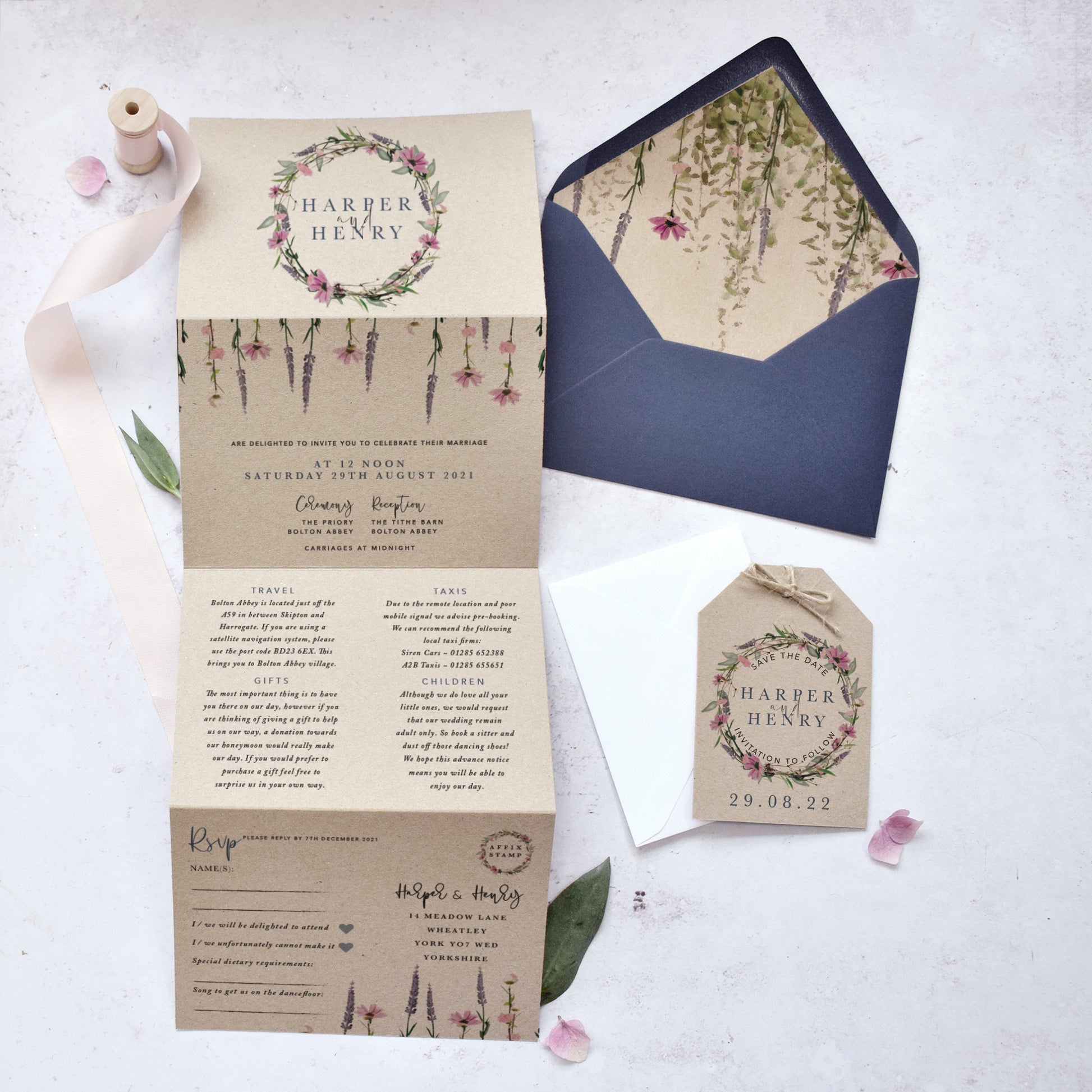 Rustic invitations from our "whisper kraft' collection