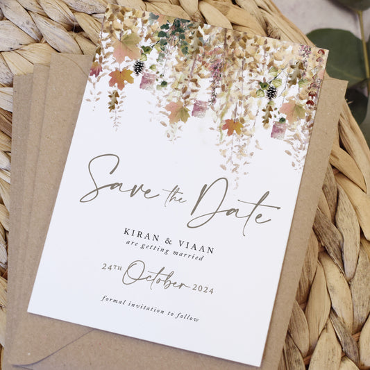 autumn wedding save the date cards