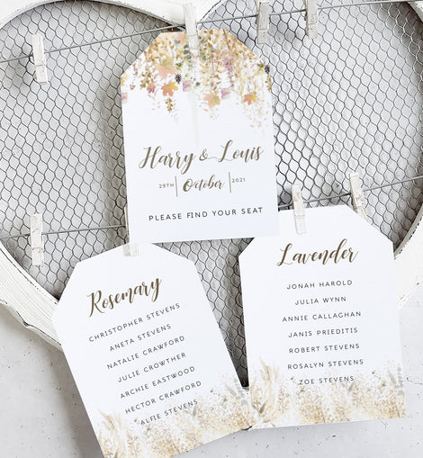 'Whimsical Autumn' Wedding Seating Plan Cards