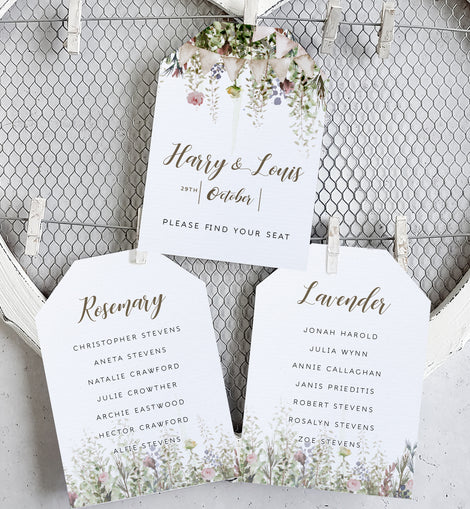 'Whimsical Barn' Wedding Seating Plan Cards