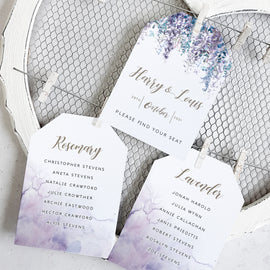 'Whimsical winter' winter wedding seating plan cards