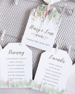 'Whimsical Spring' Personalised Wedding Seating Plan cards