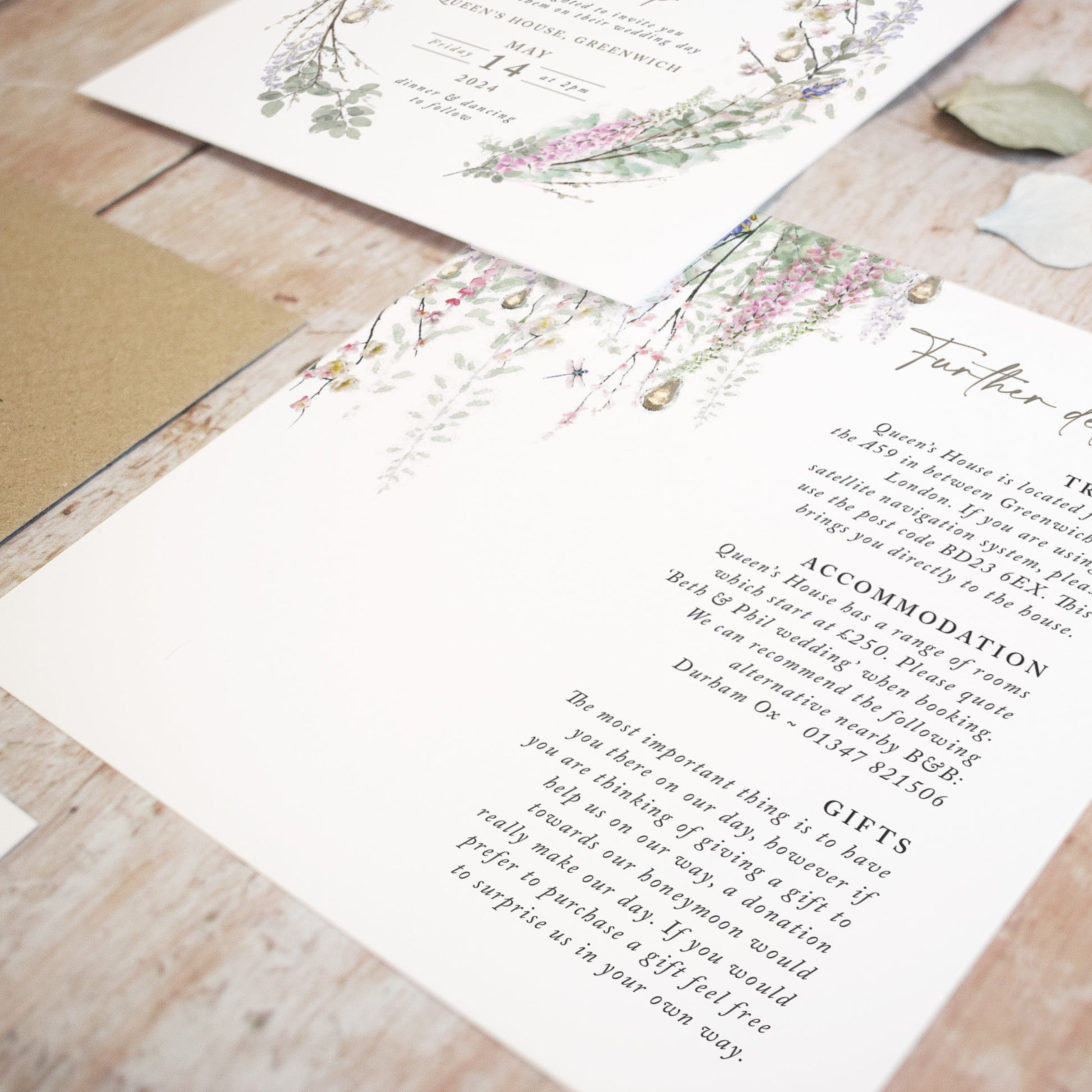 wedding invite information cards