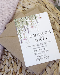 'Whisper' wedding change the date cards