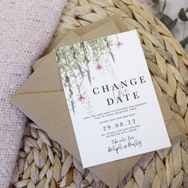 'Whisper' wedding change the date cards