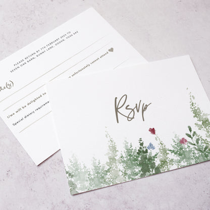 Wedding RSVP cards for wildflower wedding invites