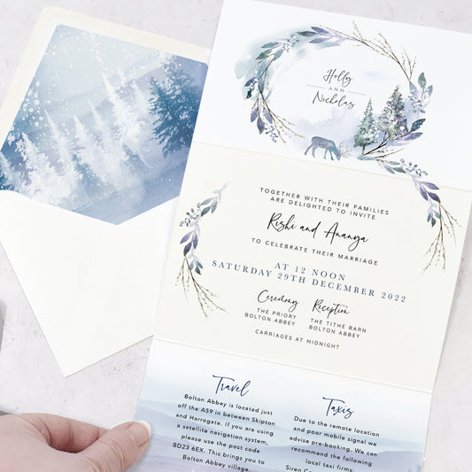 Christmas wedding invites from our Winter Wedding collection