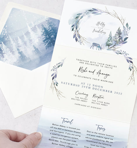 Christmas wedding invites from our Winter Wedding collection