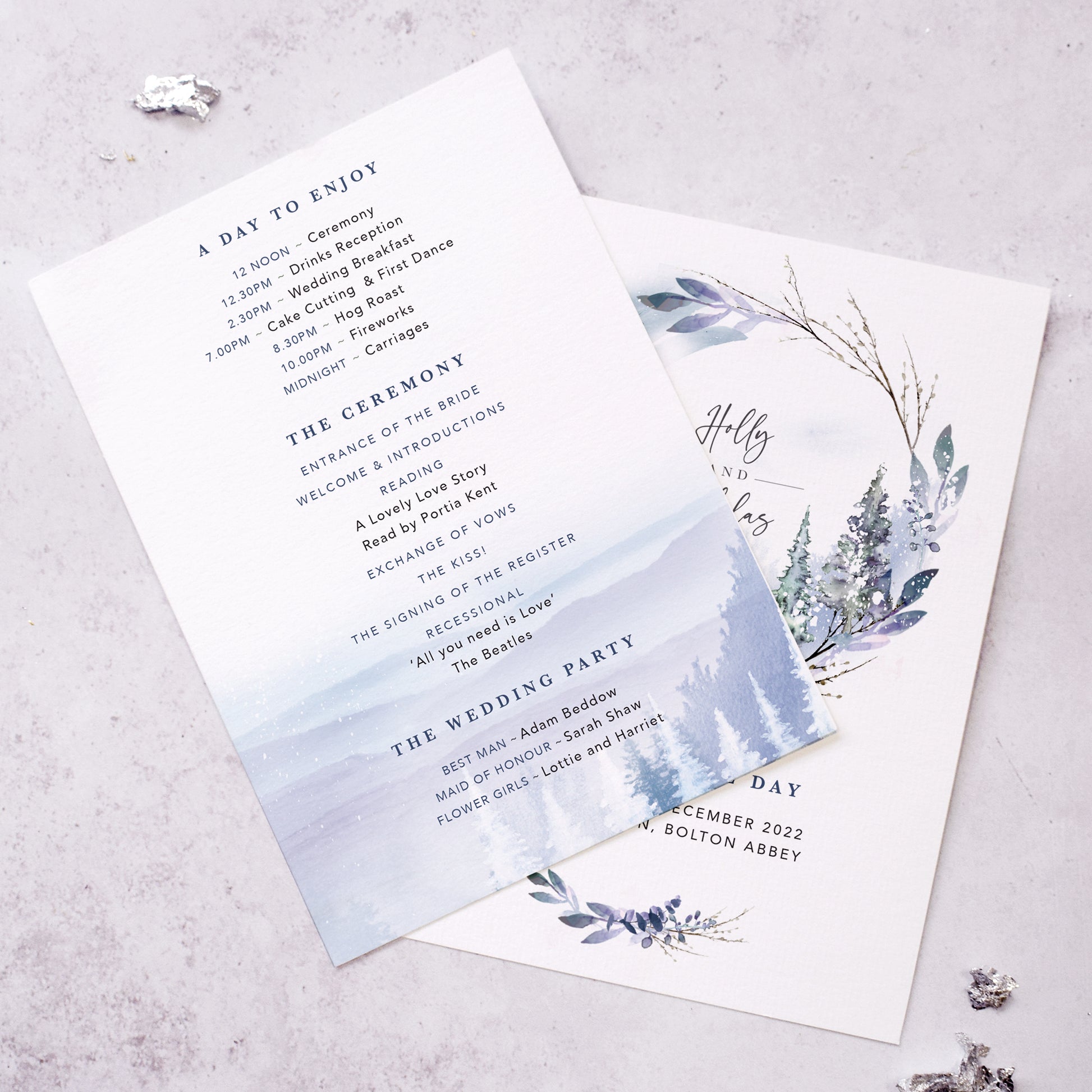 Order of the Day for a winter wedding